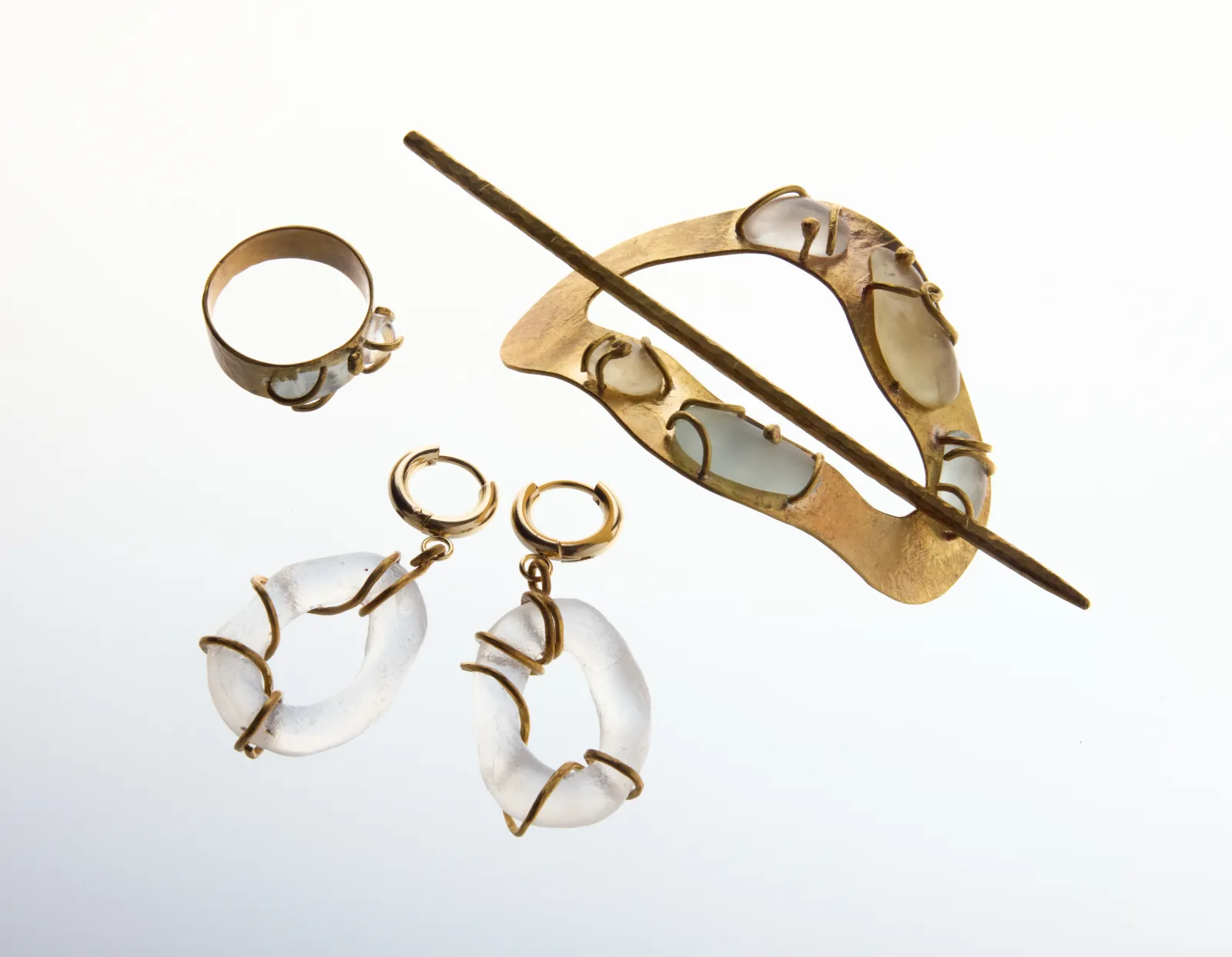 Hana Renko, Entwined, Cast and cold-worked glass, hand-crafted brass, 2026