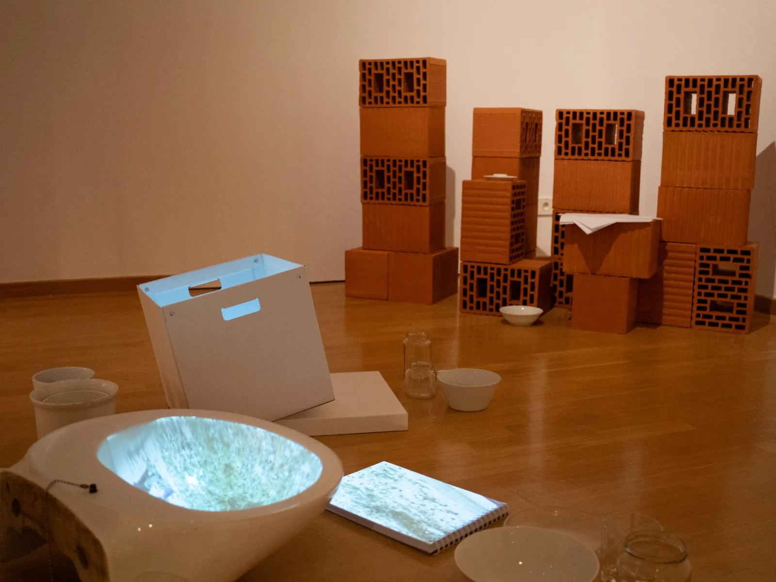 Hana Renko, White Trace, Spatial installation; video, sound, found objects, quarry waste material, 2026